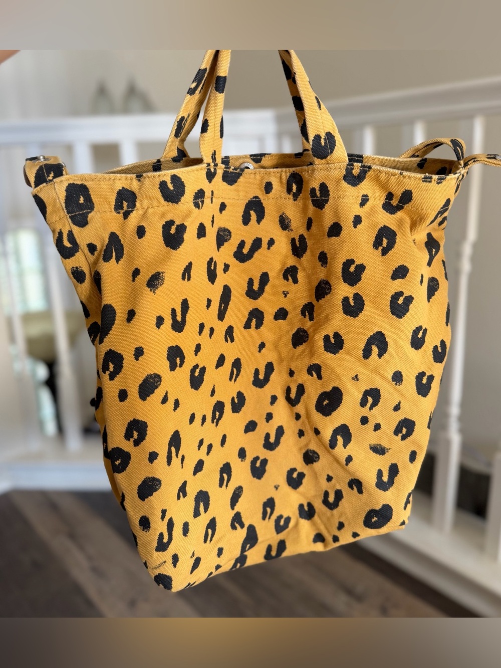 Baggu Duck Bag Canvas Leopard Print Tote Bag 100% Cotton Tan
